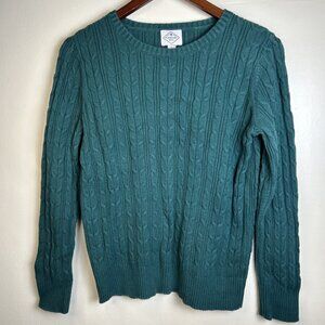 St. John’s Bay green cable knit sweater size Large( Runs Small)